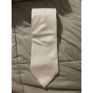 Frangi Italy Mens Silk Tie Cream Navy Micro Dot Pattern Classic Necktie Luxury